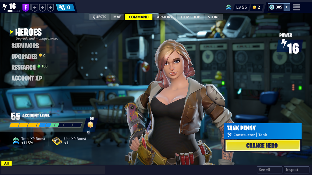 Novo menu de Herói do jogo (Imagem: Epic Games)
