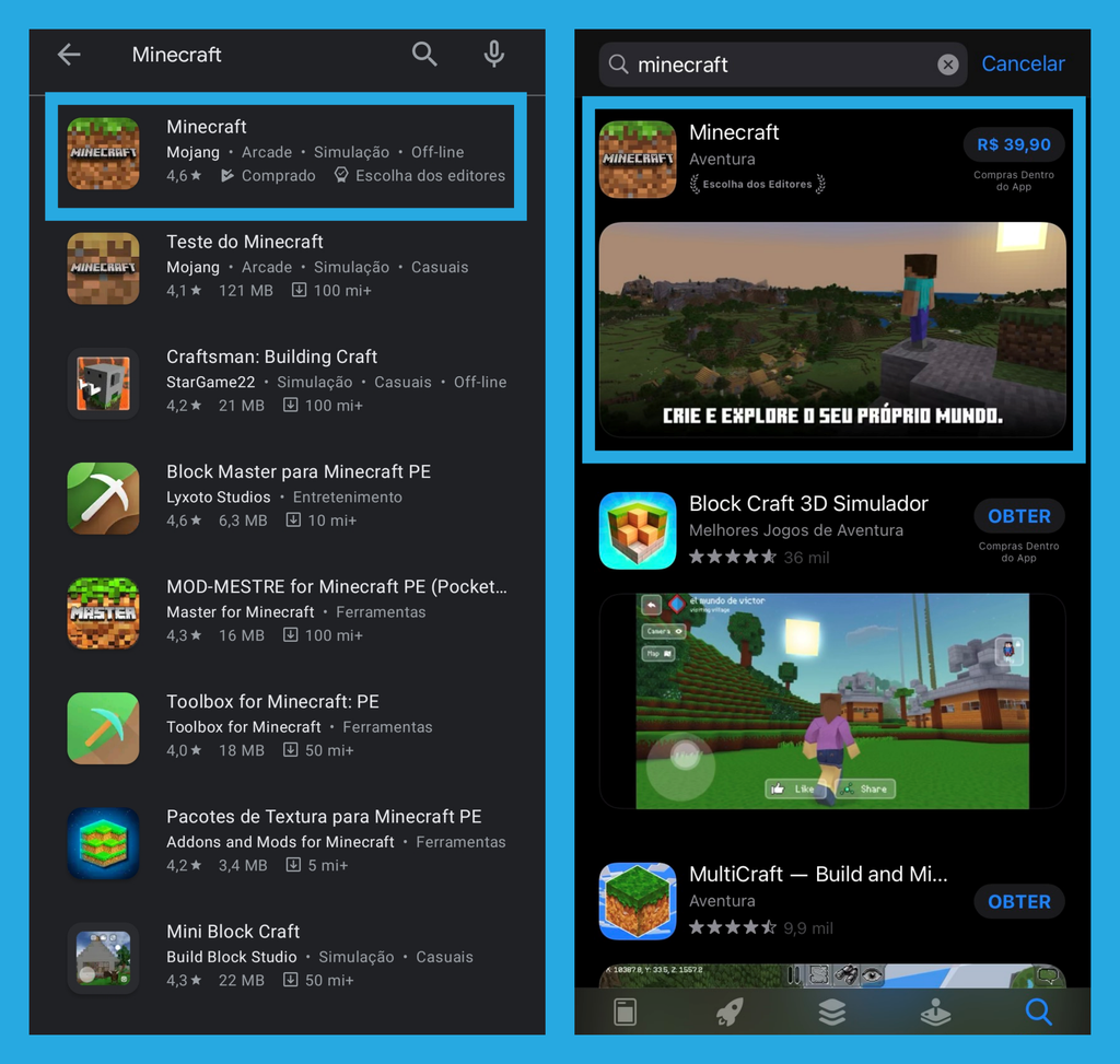 COMO BAIXAR E JOGAR MINECRAFT POCKET EDITION ! MINECRAFT CELULAR