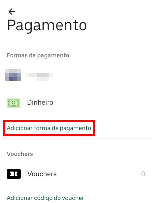Toque sobre "Adicionar forma de pagamento" (Captura de tela: Matheus Bigogno)