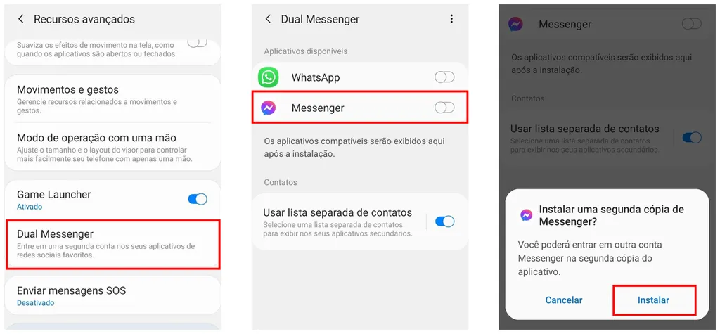 Aproveite duas contas do Messenger no mesmo celular com o Dual Messenger (Captura de tela: Canaltech/Felipe Freitas) 
