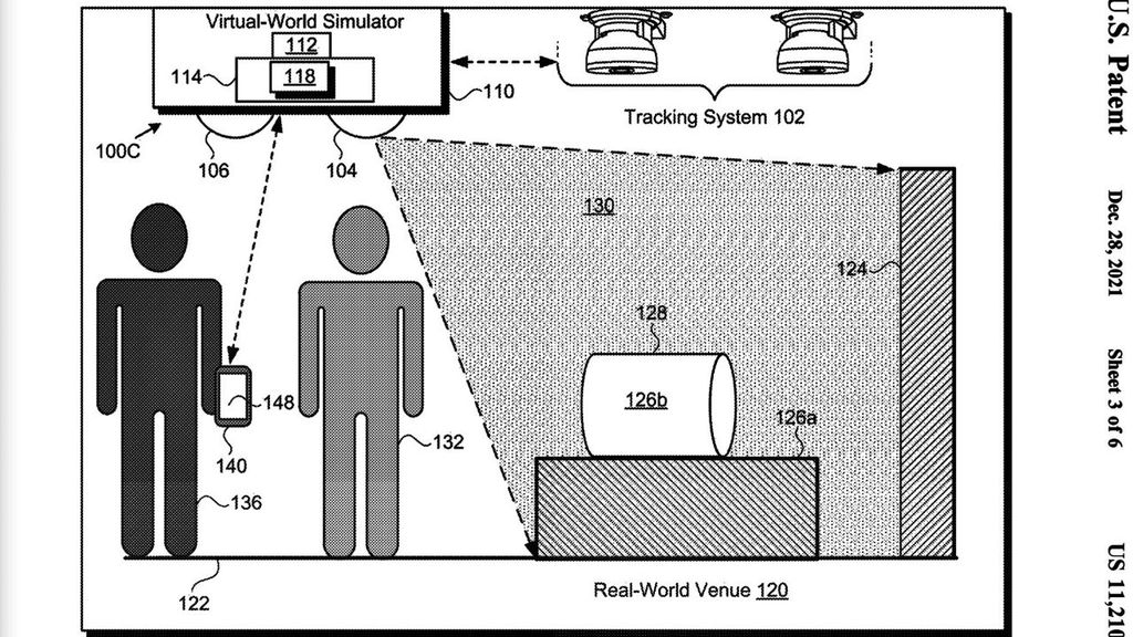 Essa imagem do pedido de patente mostra um pouco do funcionamento do sistema da Disney (Imagem: Reprodução/U.S. Patent Office)