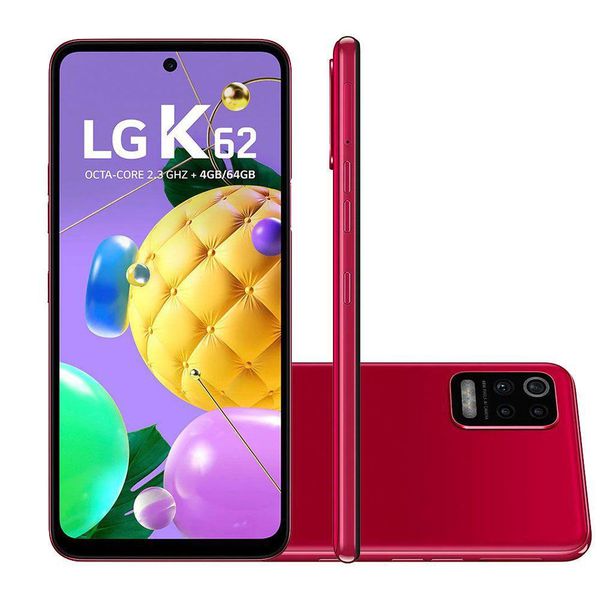 Smartphone LG K62 64GB Dual Chip Tela 6.59" Câmera Quádrupla 48MP+5MP+2MP+2MP Frontal 13MP Vermelho