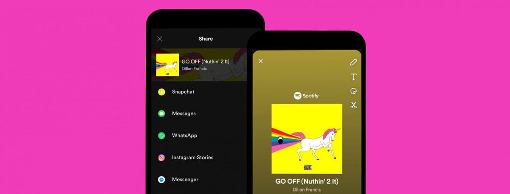 Spotify integra-se ao Snapchat e permite compartilhar na rede social as músicas e podcasts favoritos dos usuários da plataforma de streaming (Imagem: Divulgação/Spotify)