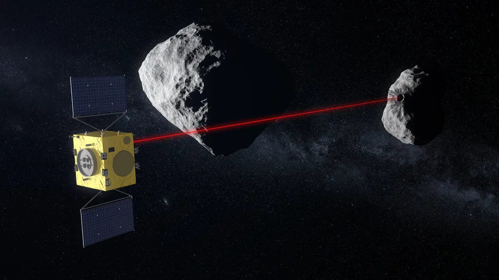 A missão Hera estudará o impacto em Dimorphos de pertinho (Imagem: Reprodução/ESA - ScienceOffice.org)