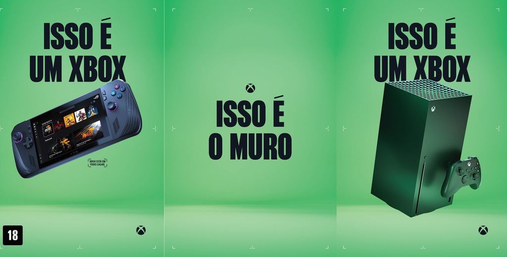 Propaganda 'Isso é um Xbox' da Microsoft reafirmando estratégia de levar o Xbox a todas as plataformas