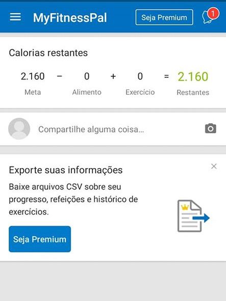 MyFitnessPal: aplicativo permite acompanhar as calorias gastas durante a quarentena (Captura de tela: Ariane Velasco)