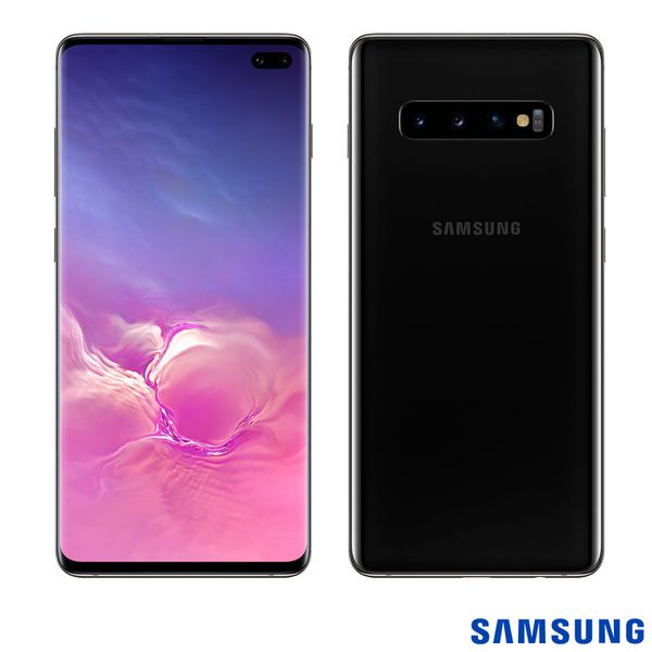 Samsung Galaxy S10 Plus Ceramic Black, Tela Infinita 6,4", 4G, 128GB e Câmera Tripla de 12MP+16MP+12MP - SM-G975FCKJZTO [À VISTA]
