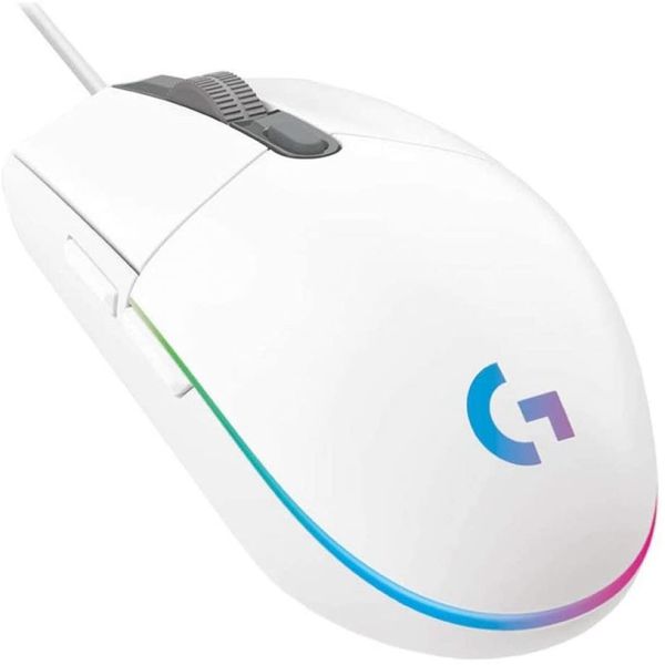 Mouse Gamer RGB Logitech G203 com Efeito de  Cores, 6 Botões Programáveis e Até 8.000 DPI - Branco