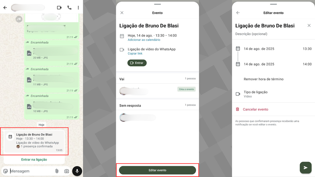 Como mudar o horário da chamada no WhatsApp (Imagem: Captura de tela/Bruno De Blasi/Canaltech)