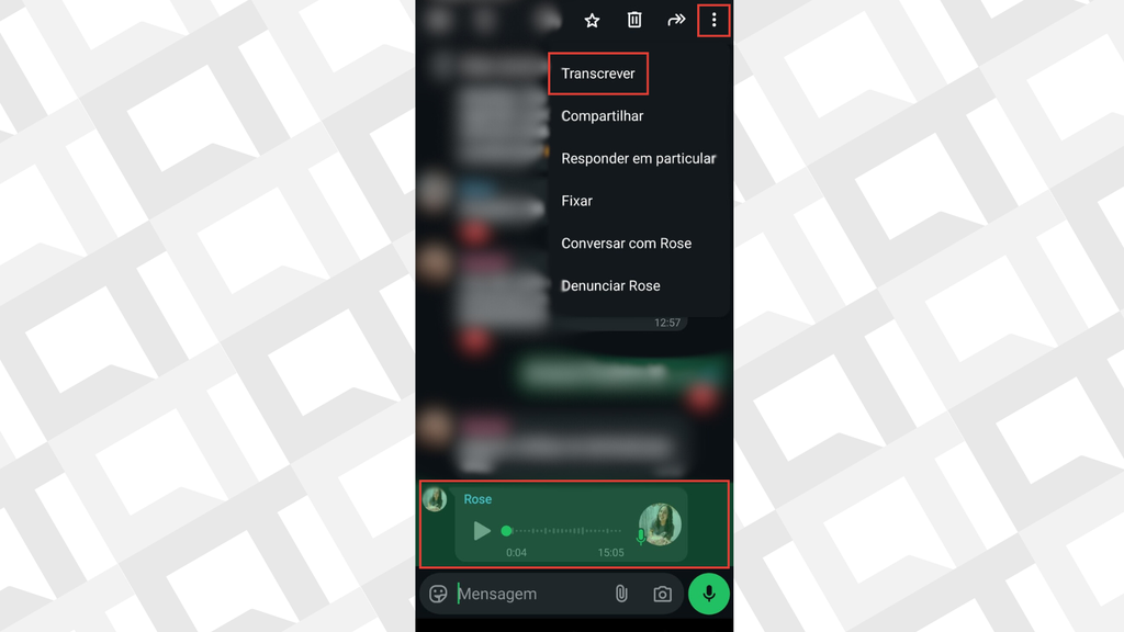 Passos para transcrever áudio no WhatsApp