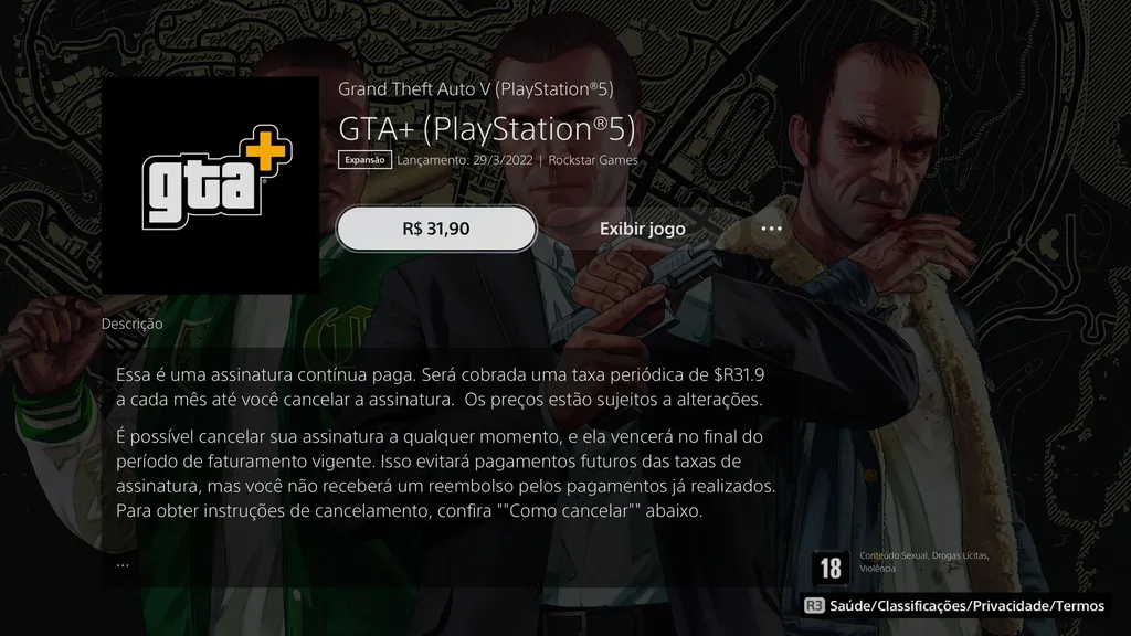 GTA Online ganha sistema de assinatura GTA+ no PS5 e Xbox Series X
