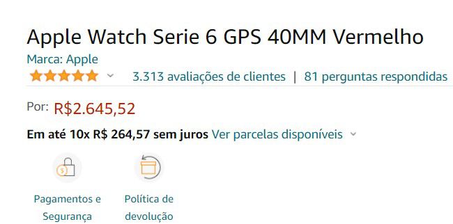 Confira o preço do Apple Watch Series 6 na Amazon