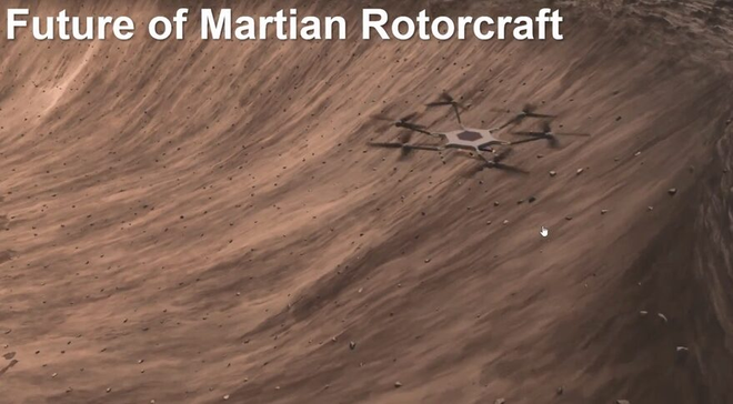 Conceito do Mars Science Helicopter, apresentado em um vídeo exibido no evento (Imagem: Reprodução/NASA JPL/NASA Ames/AeroVironment)