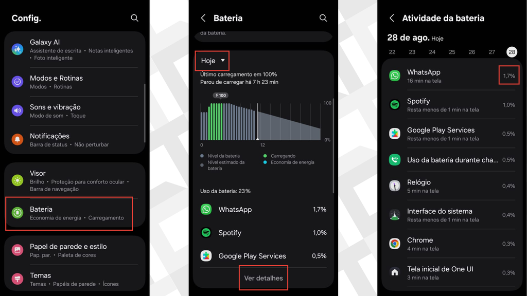 Passos para ver os apps que mais consomem bateria no Android