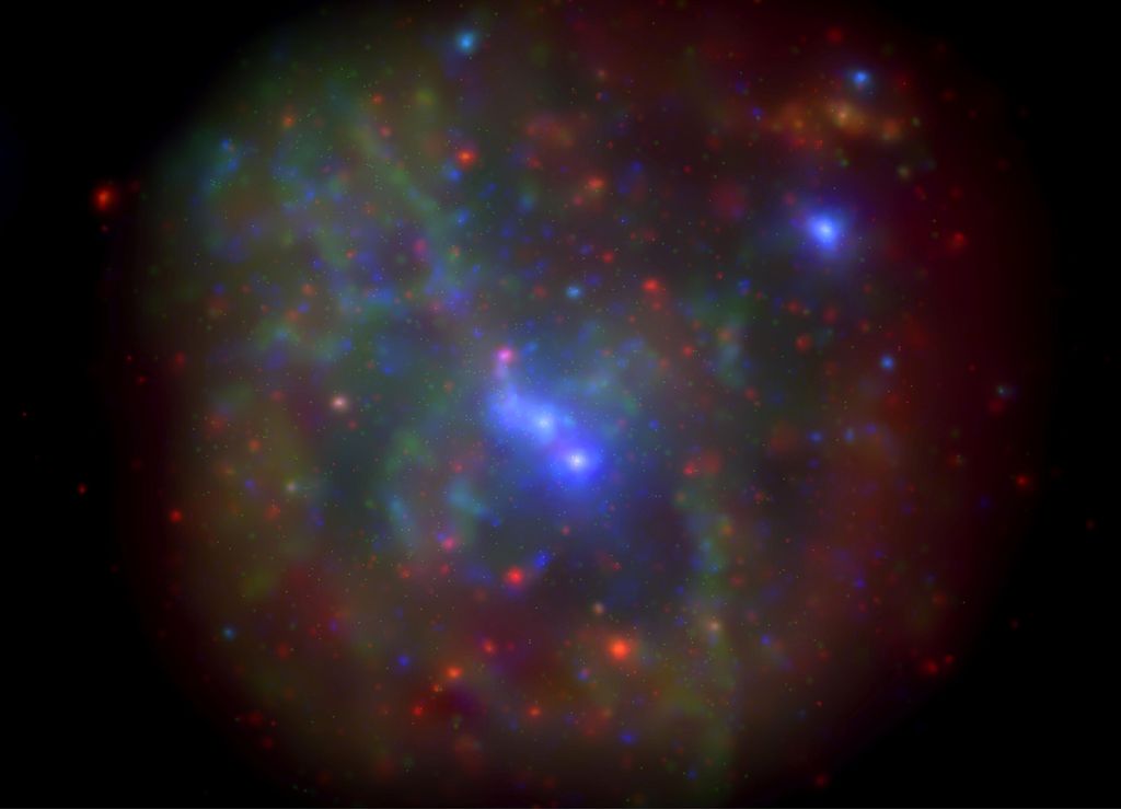 Imagem de raios-X do centro galáctico mescla todas as observações do Swift de 2006 a 2013, com o Sagitário A* no centro (Imagem: Reprodução/NASA/Swift/N. Degenaar)