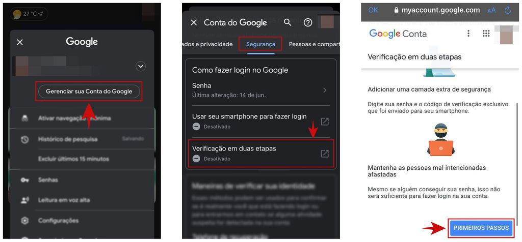 A verificação em duas etapas do Gmail é ativada através da plataforma Google (Captura de tela: Kris Gaiato)