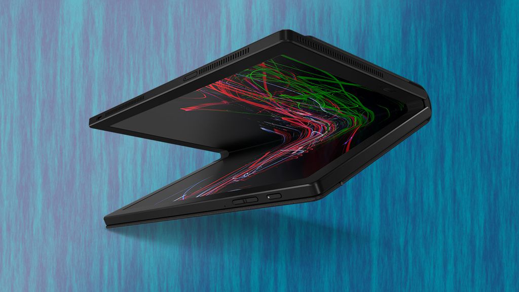 Primeiro notebook com tela dobrável a ser comercializado, o Lenovo ThinkPad X1 Fold chegou com Core i5 L16G7 e preço astronômico, na casa dos US$ 2.500 (Imagem: Divulgação/Lenovo)