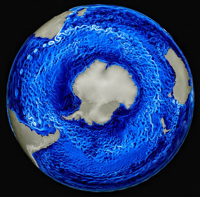 As correntes oceânicas do Hemisfério Sul geram um
