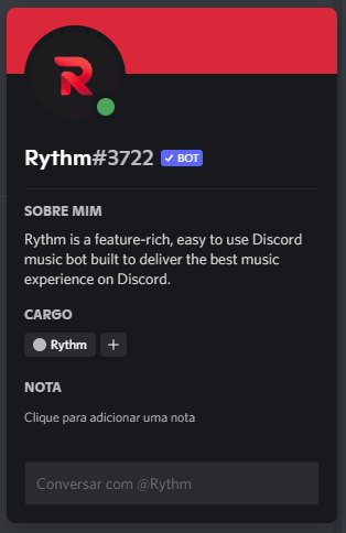 Rythm, outro bot "toca músicas", pode ter o mesmo destino (Captura: Igor Almenara/Canaltech)