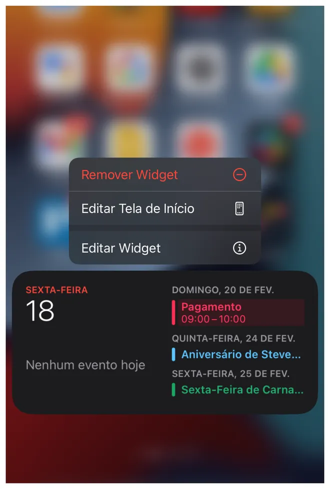 Diminua a quantidade de widgets para economizar bateria no iPhone (Imagem: Thiago Furquim)