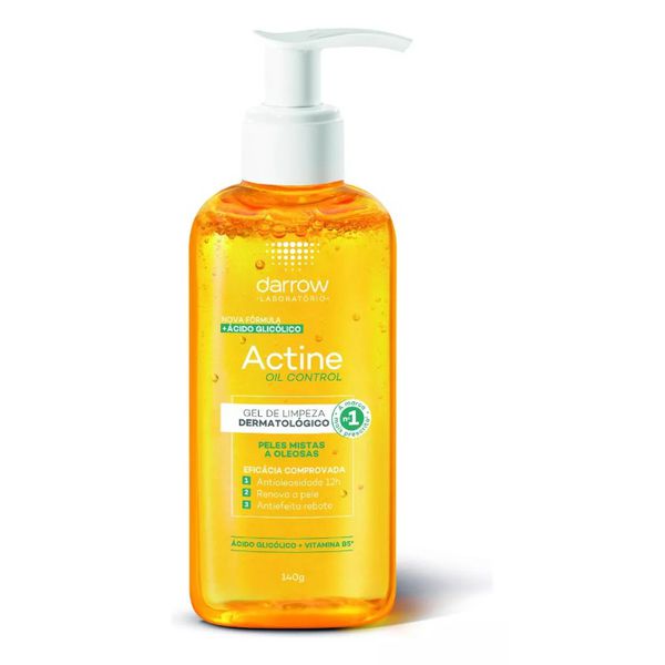 Gel De Limpeza Facial Darrow Actine Oil Control Antioleosidade Com Ácido Glicólico E Vitamina B5 140g