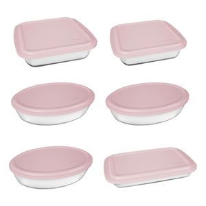 Conjunto Assadeiras 6 Peças com Tampa Cor Rosa - Marinex | CUPOM