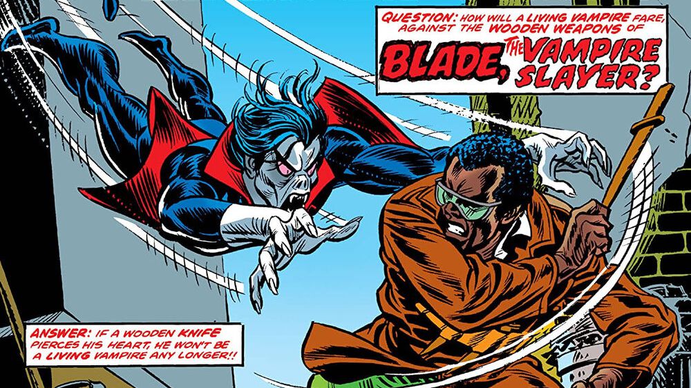 Era óbvio que o Morbius iria encarar Blade em algum momento (Imagem: Reprodução/Marvel Comics)