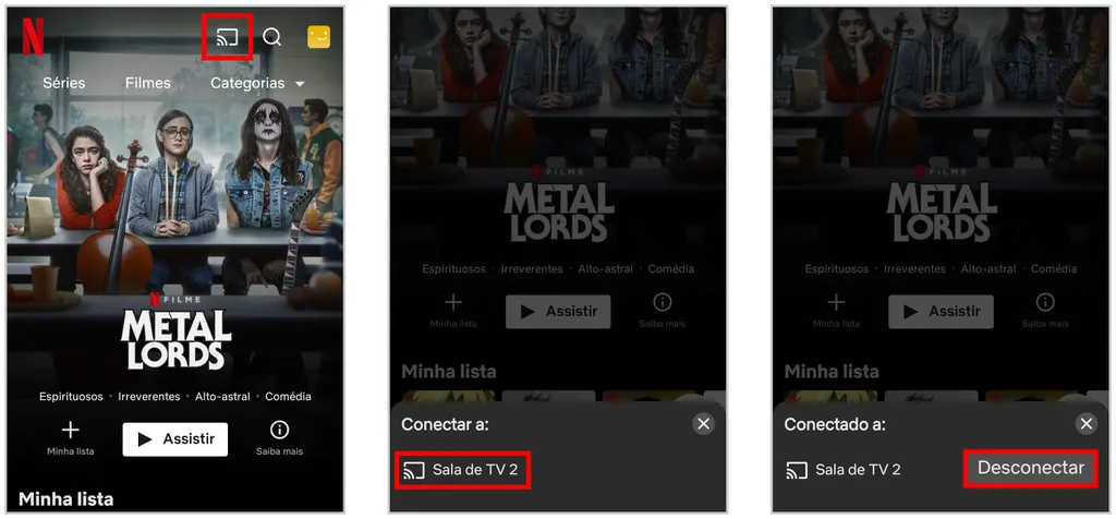Veja o passo a passo para assistir Netflix com Chromecast no celular (Captura de tela: Matheus Bigogno)
