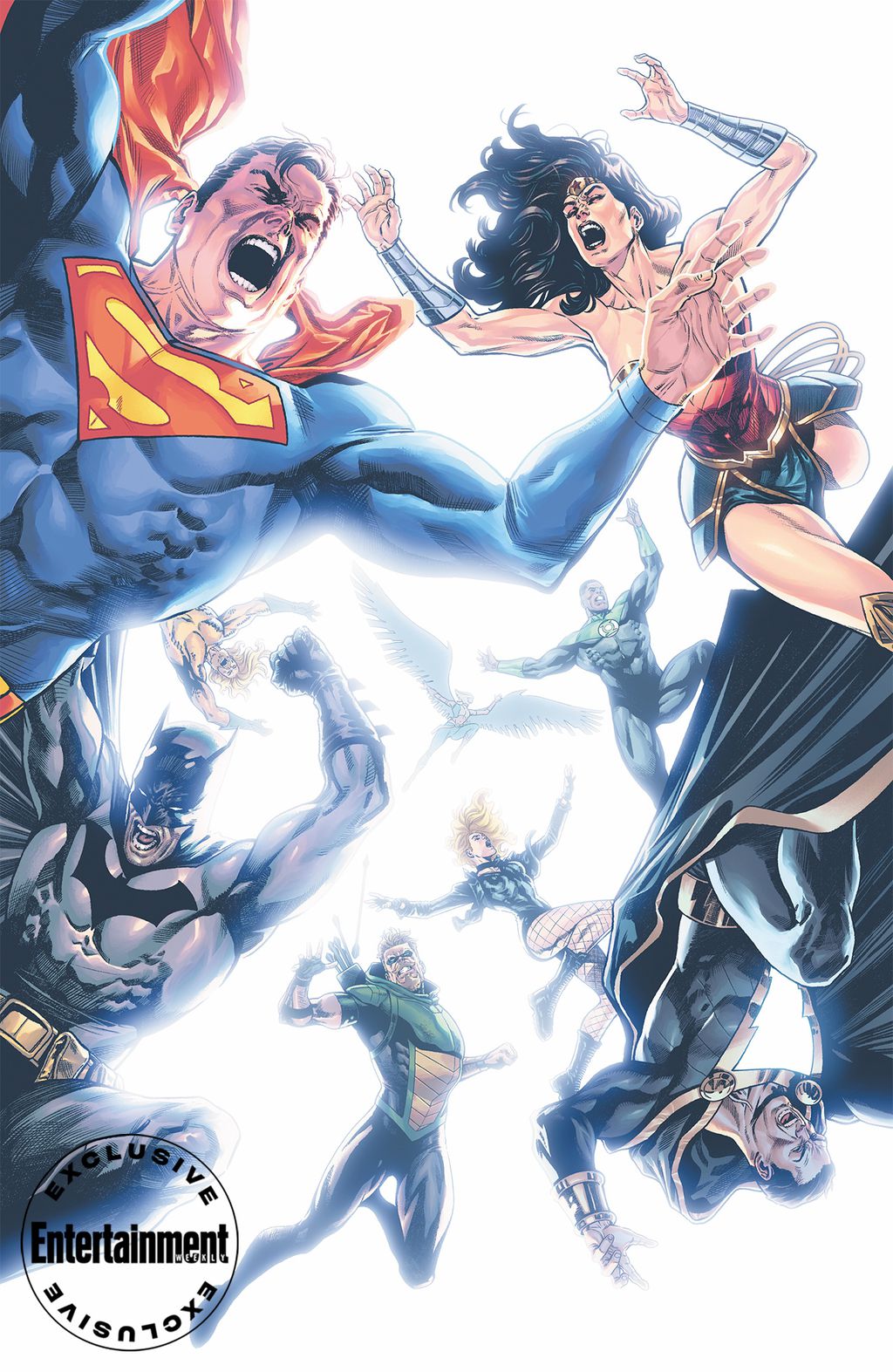Capa principal de Justice League nº 75 por Daniel Sampere e Alejandro Sánchez (Imagem: Reprodução/Entertainment Weekly)