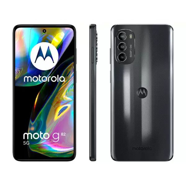 Smartphone Motorola Moto G82 128GB Preto 5G - Octa-Core 6GB RAM 6,6” Câm. Tripla + Selfie 16MP