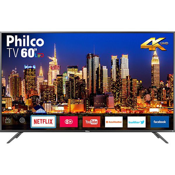 Smart TV LED 60" Philco PTV60F90DSWNS Ultra HD 4k com Conversor Digital 3 HDMI 2 USB Wi-Fi Som Surround 60Hz Prata [Com 2% de cashback]