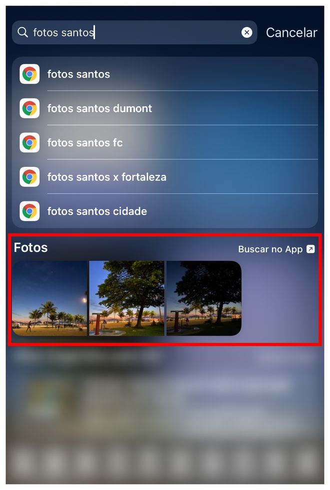 É possível também utilizar o campo de busca do Spotlight do seu iPhone (Captura de tela: Lucas Wetten)