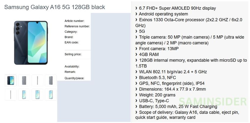 Samsung Galaxy A16 5G Vazamento SamInsider