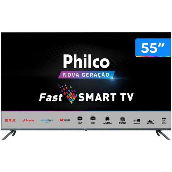 Smart TV 4K 55” Philco PTV55G70SBLSG Wi-Fi HDR - 4 HDMI 2 USB [À VISTA]