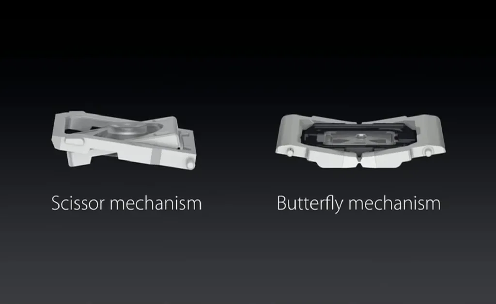 Apple queria reinventar teclado com o mecanismo borboleta, mas a nova solução se mostrou um desastre para consumidores e um fiasco para a empresa (Imagem: Reprodução/Apple)