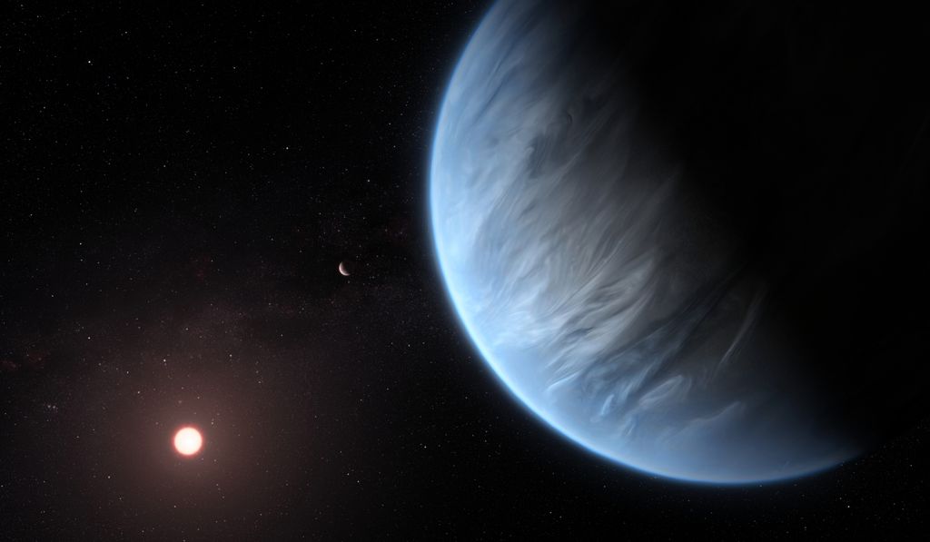 Conceito artístico do exoplaneta K2-18b (Imagem: Reprodução/NASA)