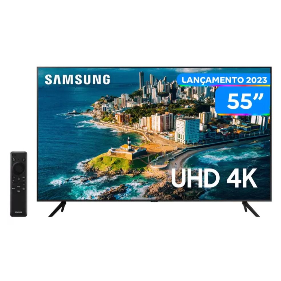 Smart TV 55” UHD 4K LED Samsung 55CU7700 Lançamento 2023 WiFi Bluetooth Alexa 3 HDMI [LEIA A
