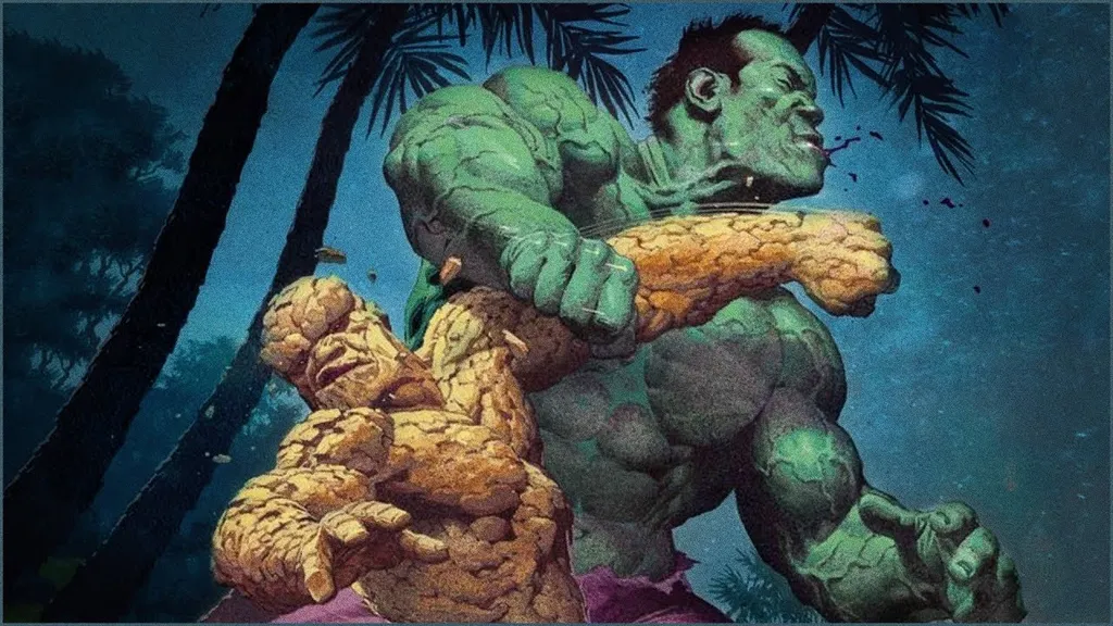 Para Stan Lee, em uma luta justa não há como o Hulk perder do Coisa (Imagem: Reprodução/Marvel)