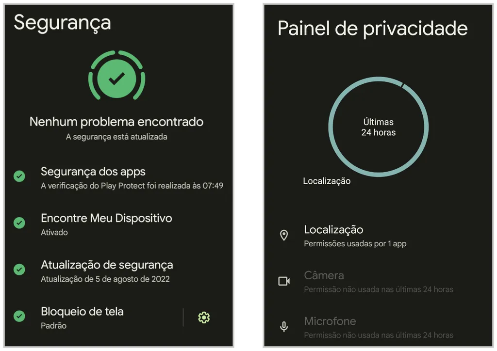 É notável os esforços do Google para aumentar a segurança e a privacidade dos seus usuários no Android 13 (Captura de tela: Matheus Bigogno/Canaltech)