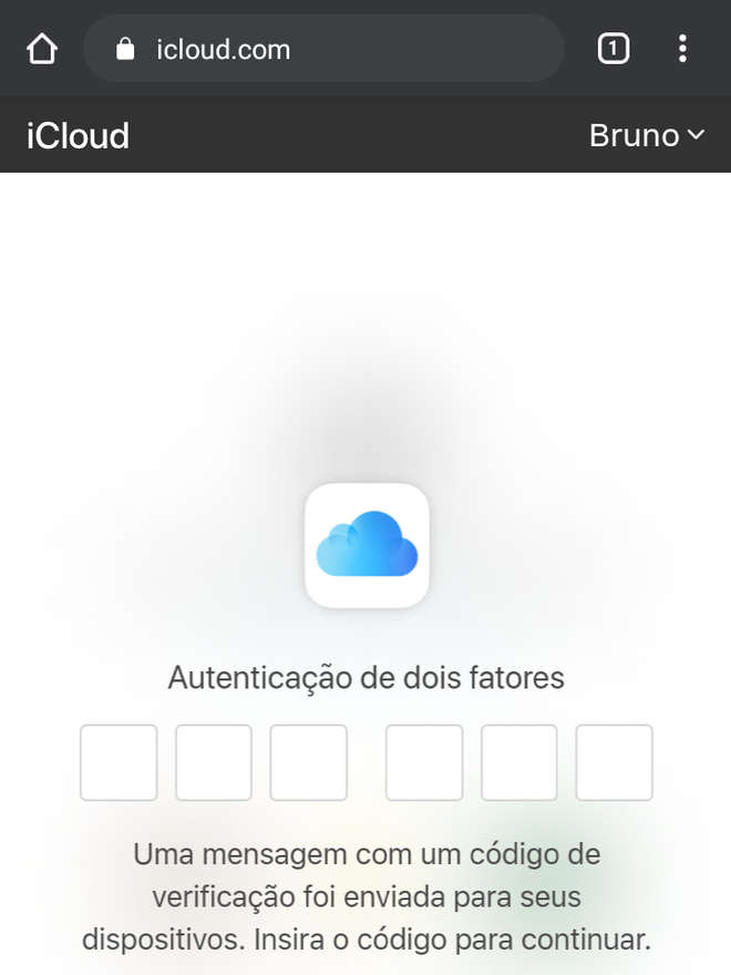 Insira o código para continuar com o login no iCloud / Captura de tela: Bruno Salutes (Canaltech)