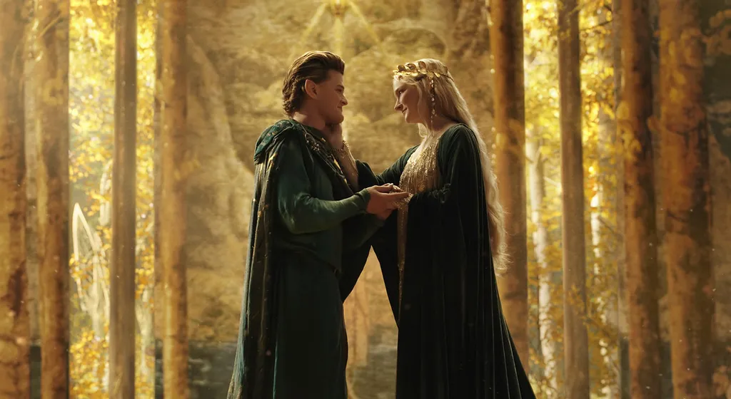 Mesmo chamado pelos deuses a voltar para Valinor, alguns elfos decidem ficar na Terra-Média, como Galadriel e Elrond (Imagem: Divulgação/Amazon Prime Video)