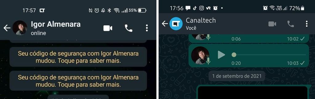 O modo escuro agora padroniza todo o cabeçalho, incluindo a barra de notificação do Android, com a mesma cor (Imagem: Captura de tela/Canaltech)