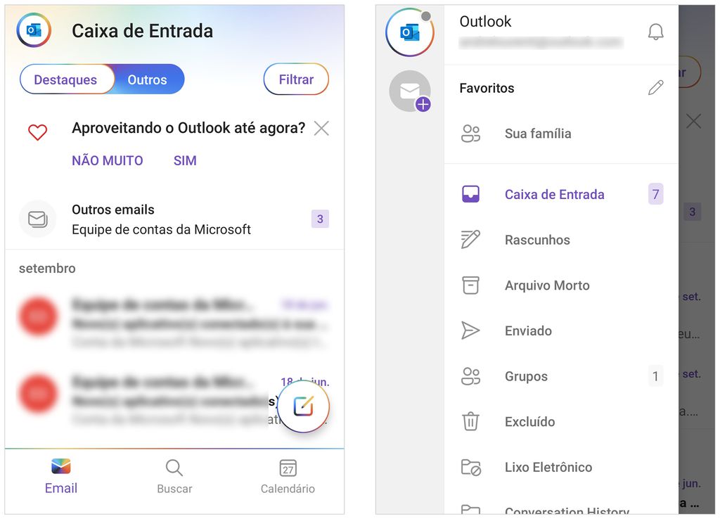 Aplicativo do Outlook exibe sua caixa de entrada no relógio (Captura de tela: André Magalhães)