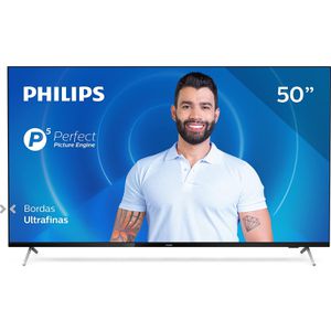 Smart TV Philips 50PUG7625 4K UHD, P5, HDR10+, Dolby Vision, Dolby Atmos, Bluetooth, WiFi, 3 HDMI, 2 USB - Preto Bordas ultrafinas