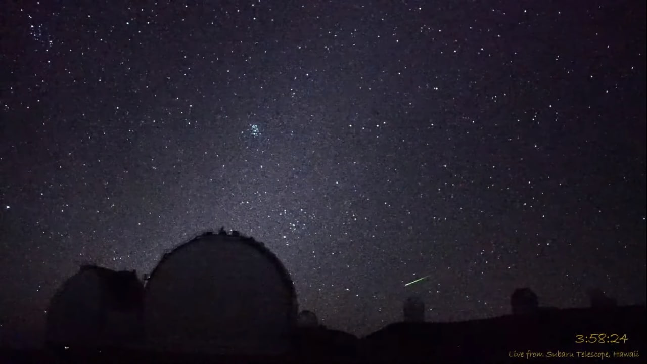 Câmera de telescópio no Havaí flagra raro aglomerado de meteoros; veja o vídeo!