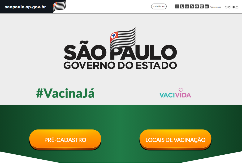 Vacina Já: cidadãos e cidadãs do estado de São Paulo já podem fazer um pré-cadastro para a imunização