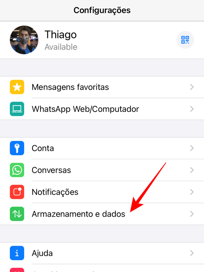 Entre a opção "Armazenamento e dados" das configurações do app - Captura de tela: Thiago Furquim (Canaltech)