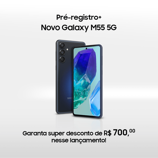 Galaxy M55 ganha desconto de R$ 700 com pré-registro (Imagem: Divulgação/Samsung)