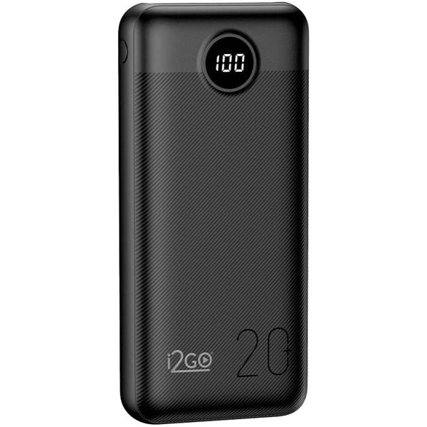 Carregador Portátil (Power Bank) Ultra Rápido 20000mAh Power Delivery 20W 2 Saídas USB + 1 Saída/Entrada USB-C Preto I2GO - I2GO PRO