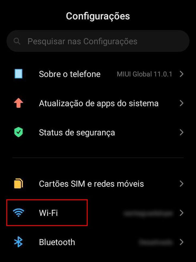 Toque em Wi-Fi (Imagem: Guadalupe Carniel/Captura de tela)
